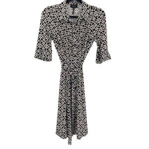 LAUNDRY SHELLI SEGAL Belted Shirt Dress Stretch Jersey Buttons Tie Waist 8 Women